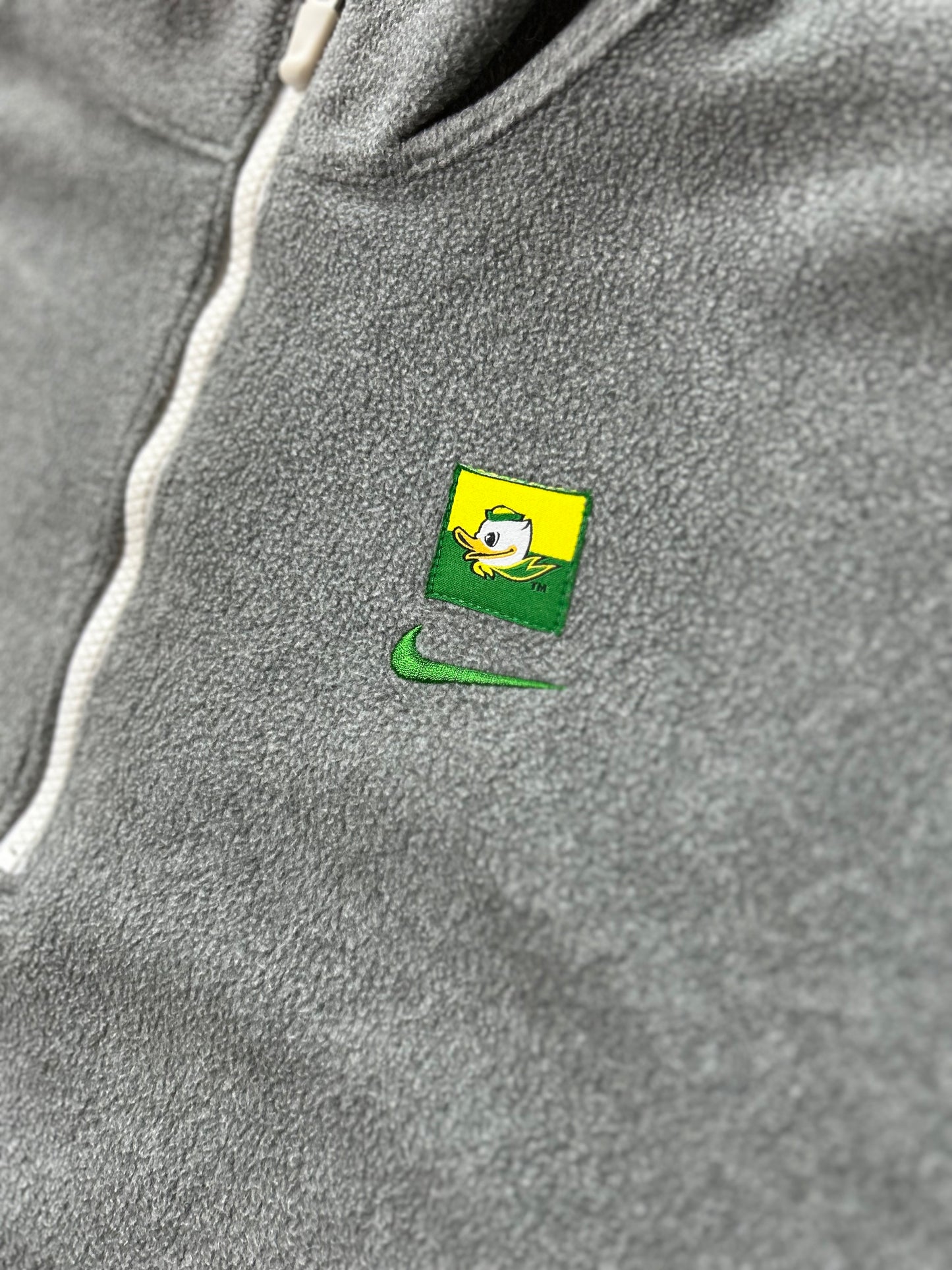 Nike x Oregon Ducks Vintage University Grey and green quarter zip fleece