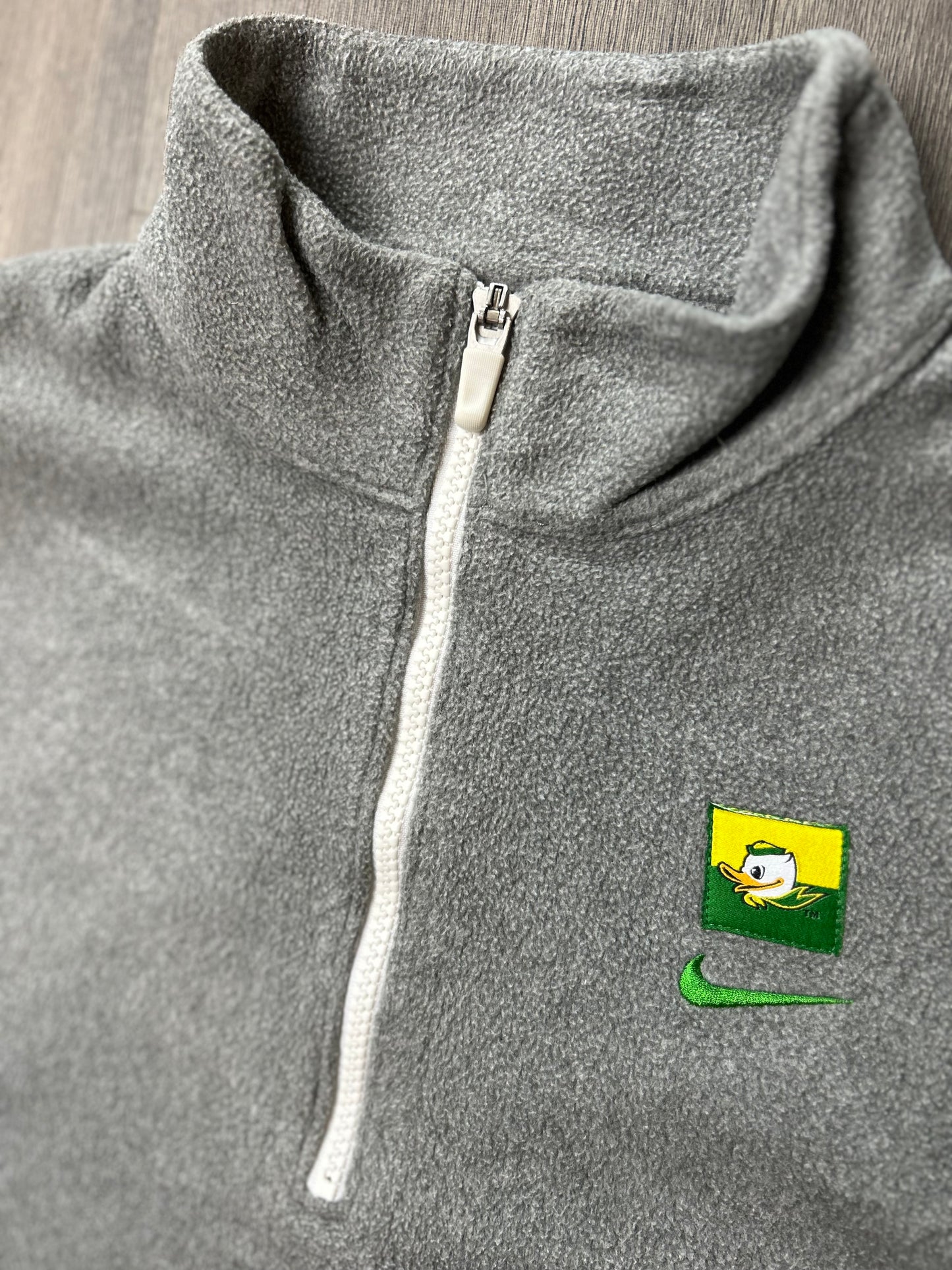 Nike x Oregon Ducks Vintage University Grey and green quarter zip fleece